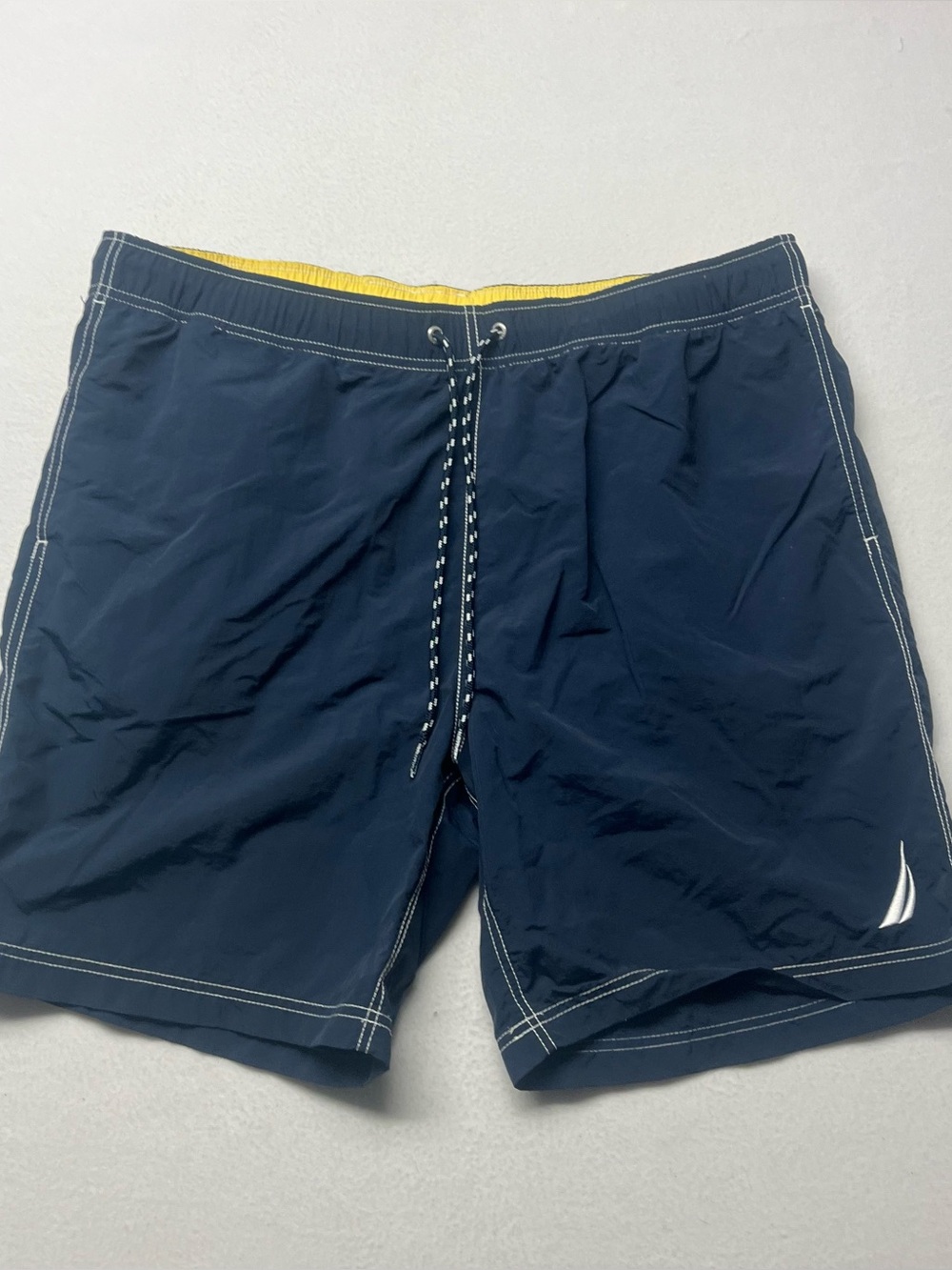 Nautica Mens Swim Trunks Navy Blue Board Shorts Mesh Lined Size Medium’s